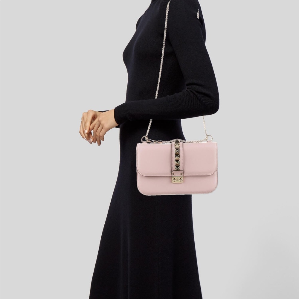 Valentino Glam Rock Bag, Pink limited edition bag with gold chain.